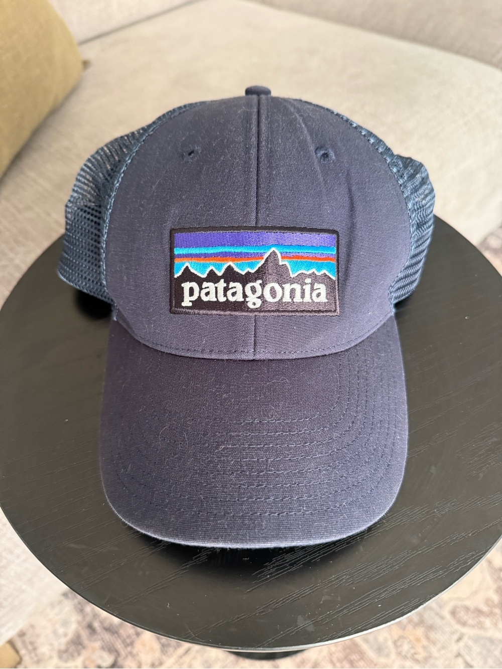 Patagonia Navy Mesh Back Logo Cap with Multicolor Patch